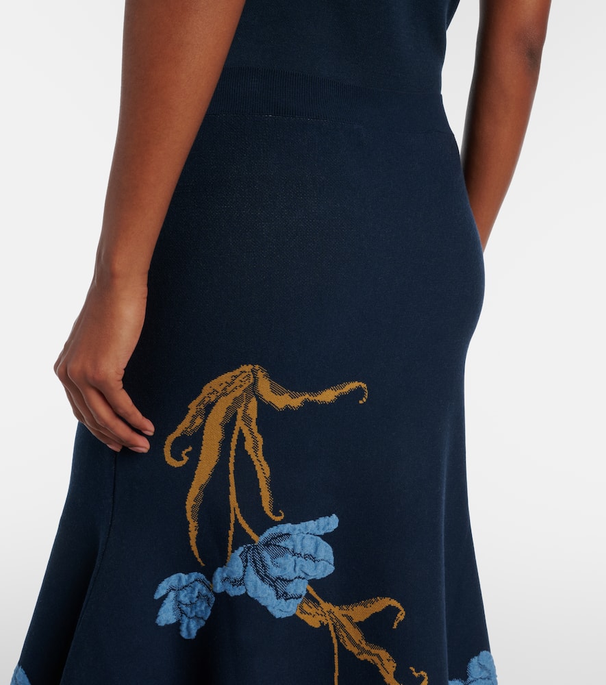 Floral jacquard midi skirt