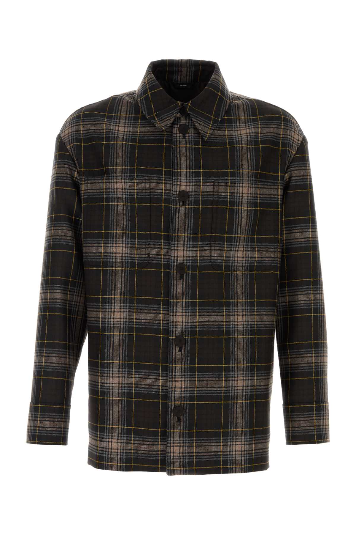 Check Wool Shirt — Black