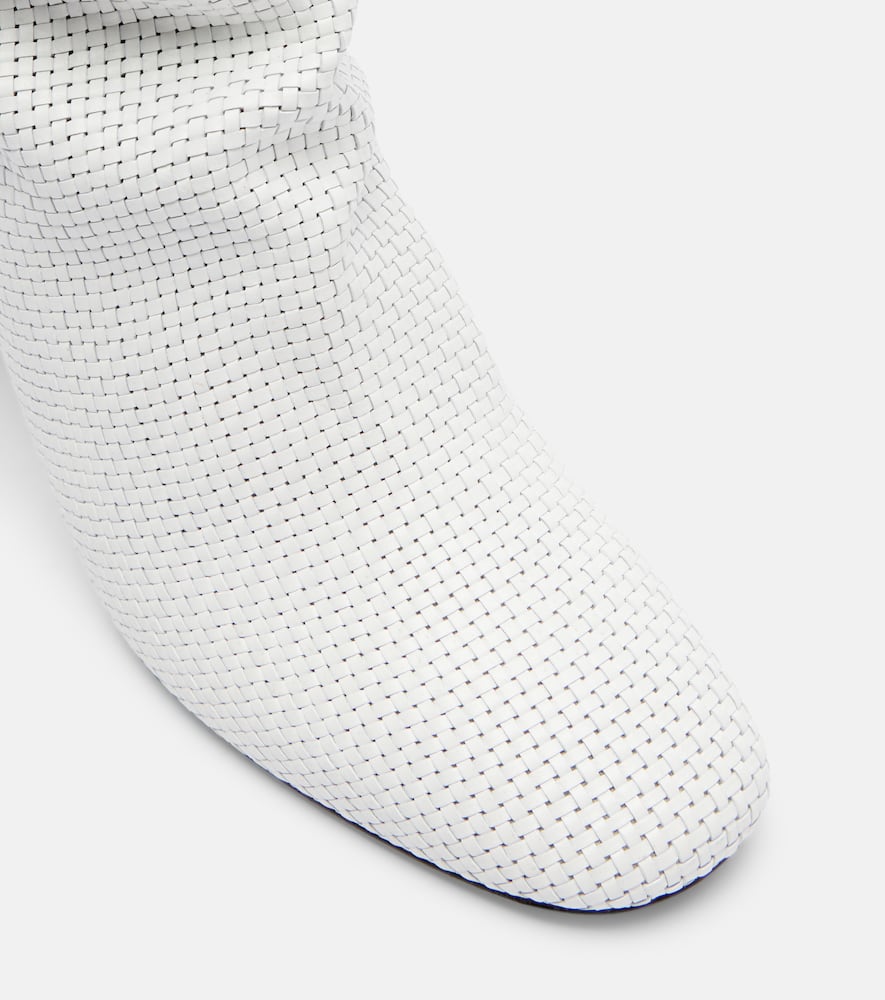 Roberta woven leather knee-high boots