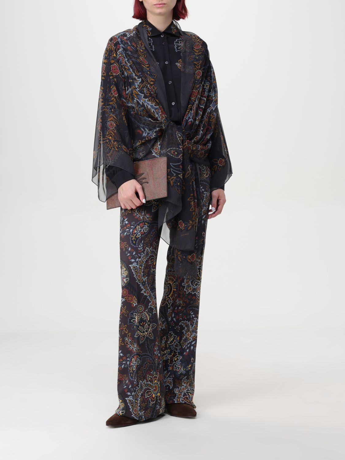 Paisley-print flared trousers - Purple