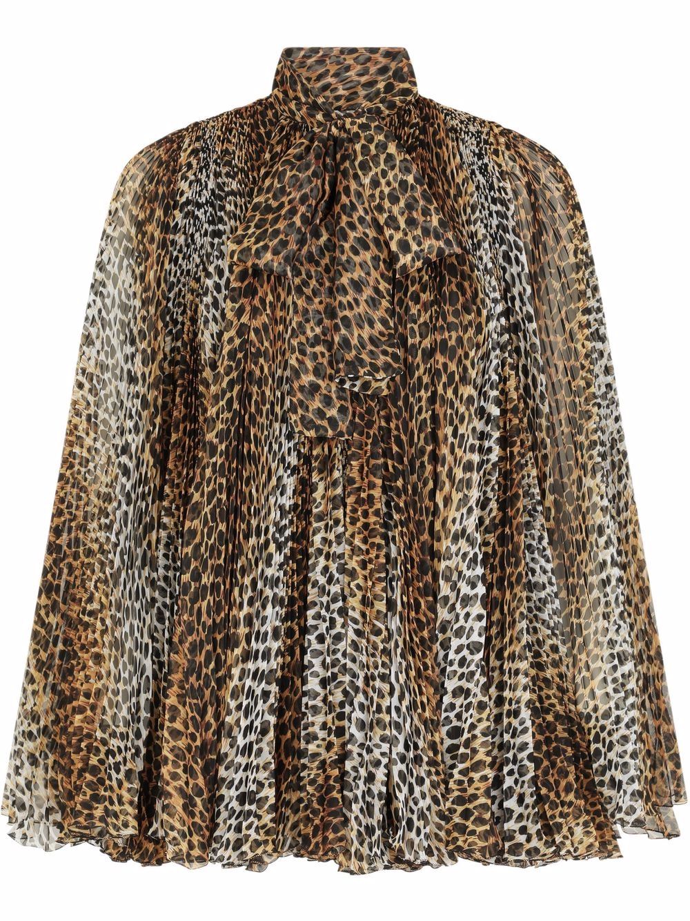 Leopard print pleated mini dress - Brown