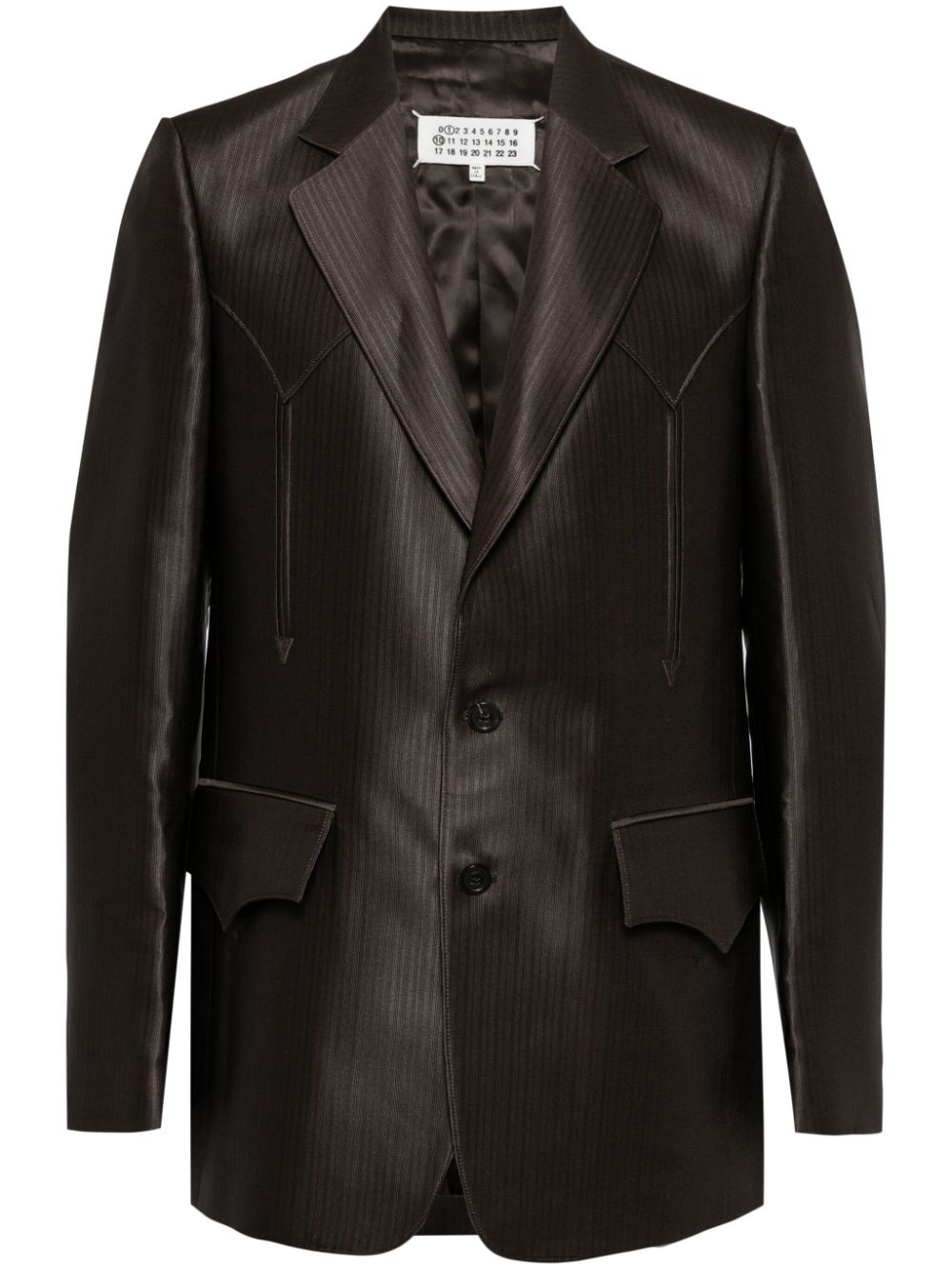 Striped single-breasted blazer - Brown