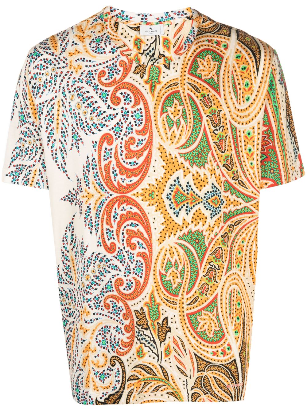 Paisley-print cotton T-shirt - Orange
