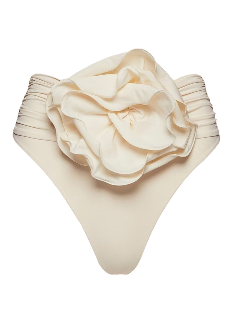 High-waisted Flower Appliqué Swim Bottom