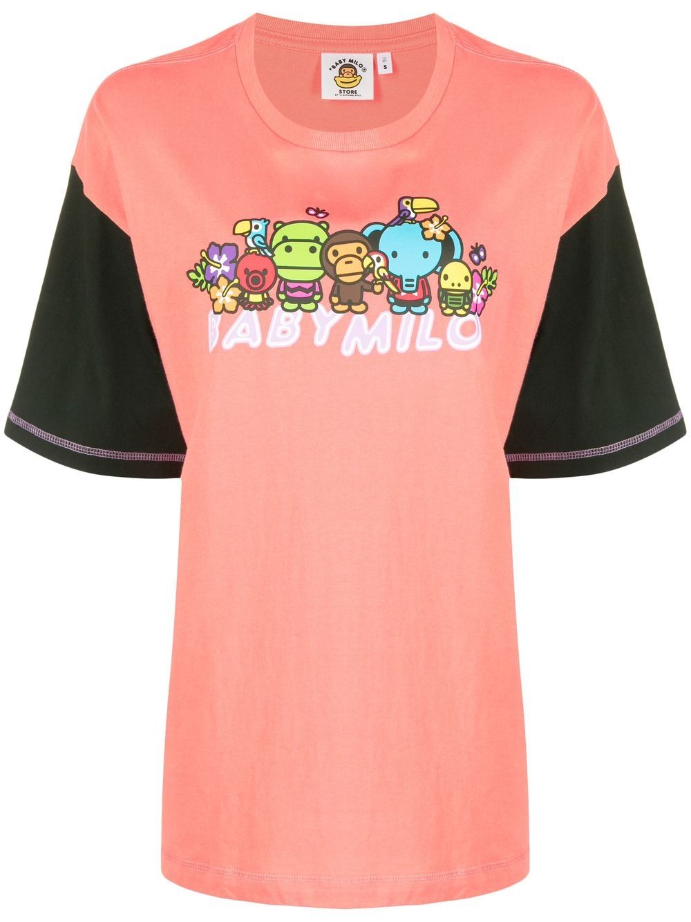 Colour-block logo-print T-shirt - Pink