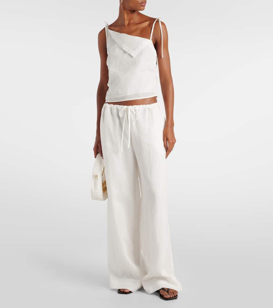 Rosalia mid-rise ramie wed-leg pants