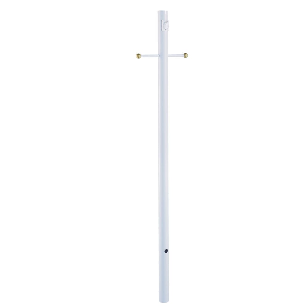 Gloss White Post With Outlet And Cross Arm from the Direct Burial Lamp Posts Collection
