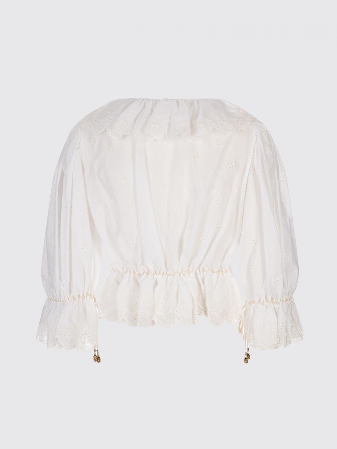 Ruffled cropped top - White
