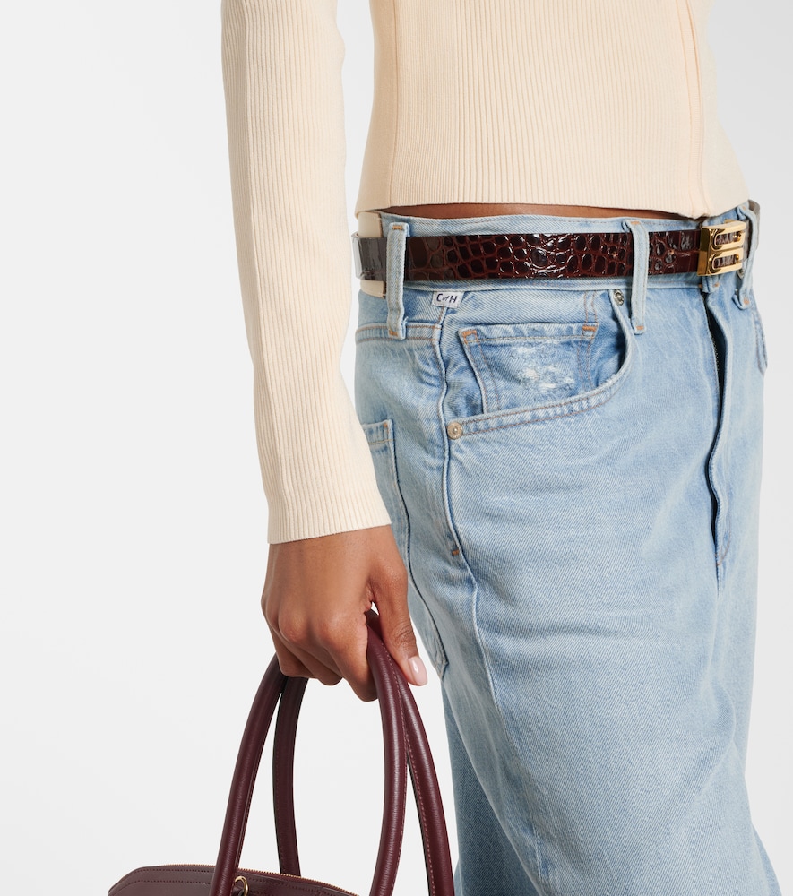 Mila ribbed-knit zip-up top