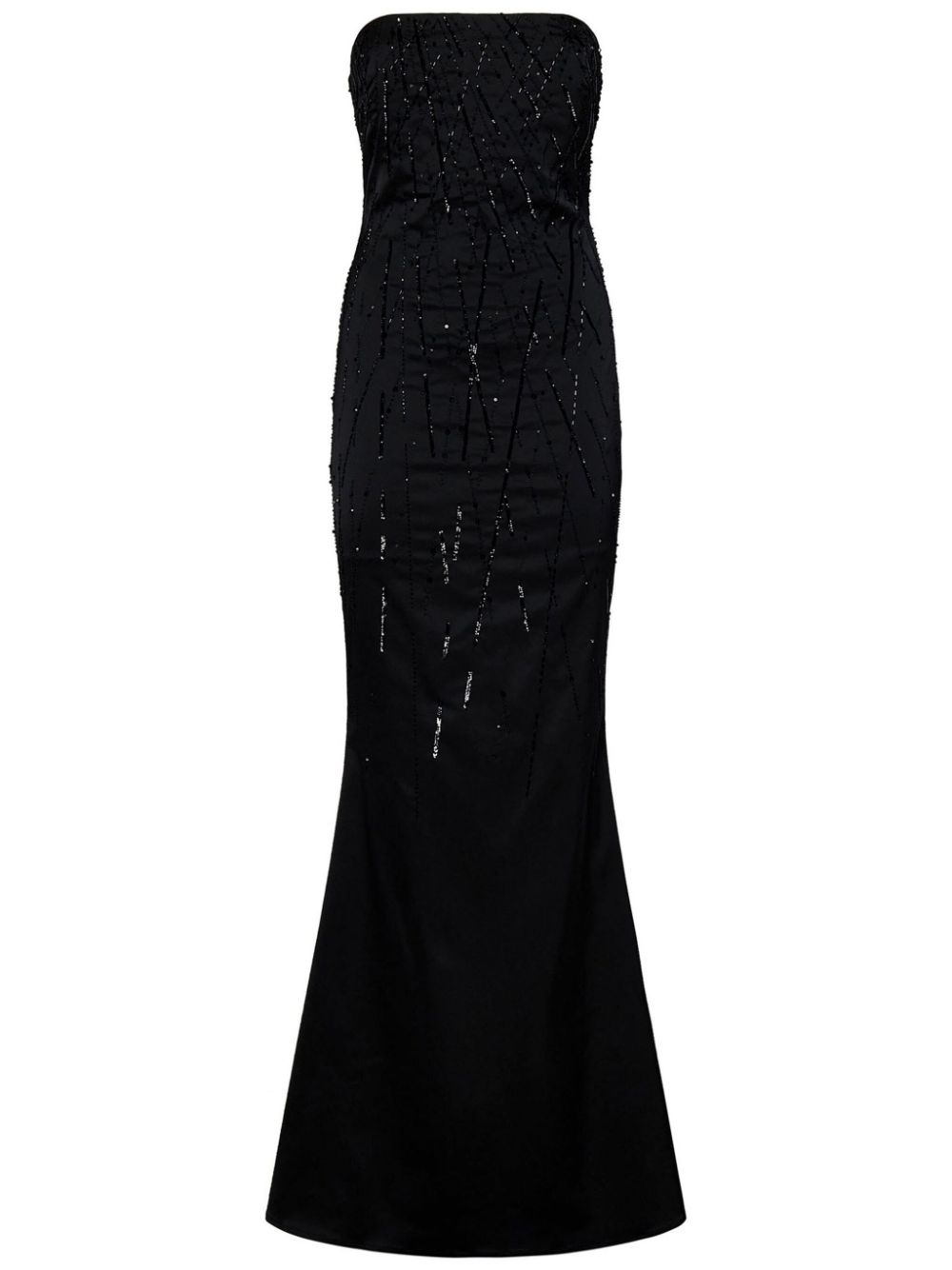 Crystal-embellished satin gown - Black
