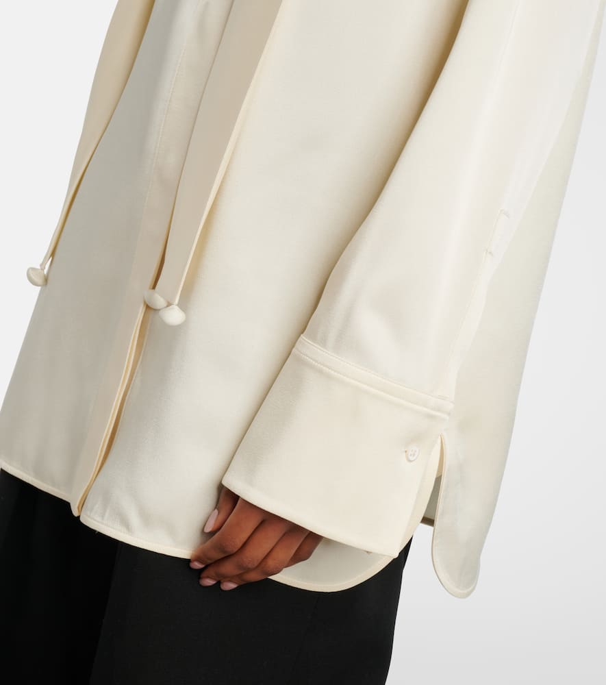 Scarf-detail satin shirt