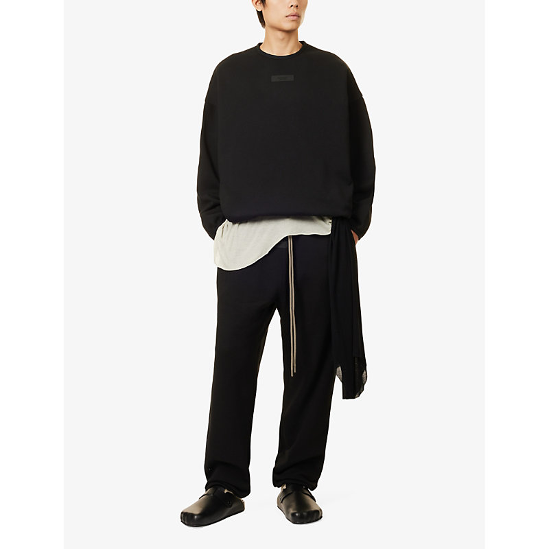 Mens Black Essentials Brand-patch Cotton-blend Sweatshirt S