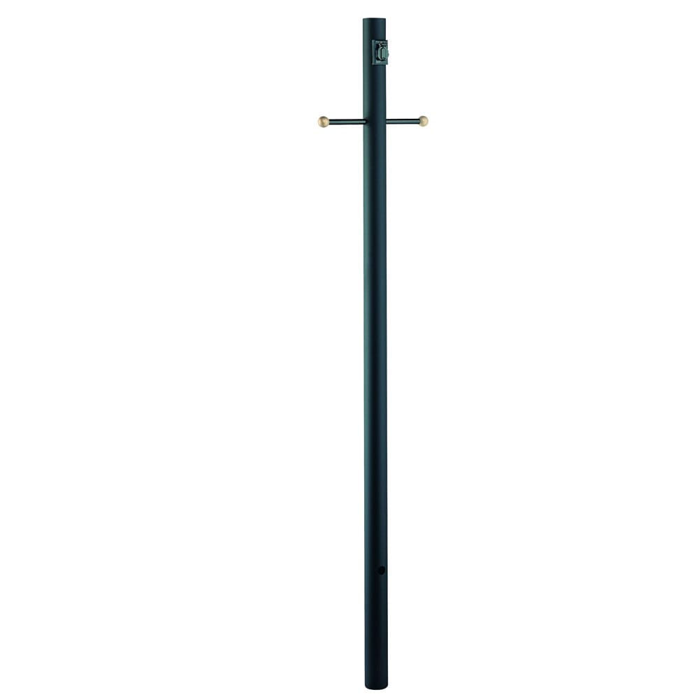Matte Black Post With Outlet And Cross Arm from the Direct Burial Lamp Posts Collection