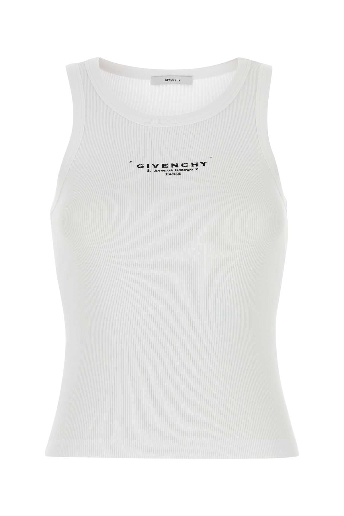 Stretch Cotton Tank Top — White