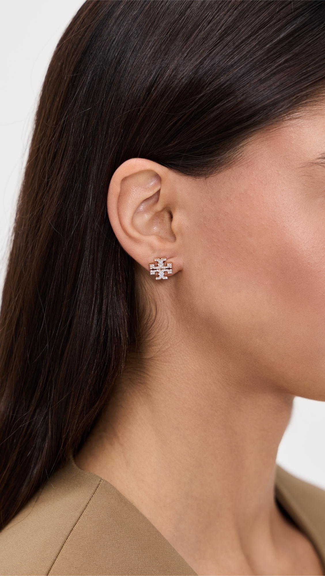 Kira Pave Stud Earrings Tory Gold / Crystal One Size