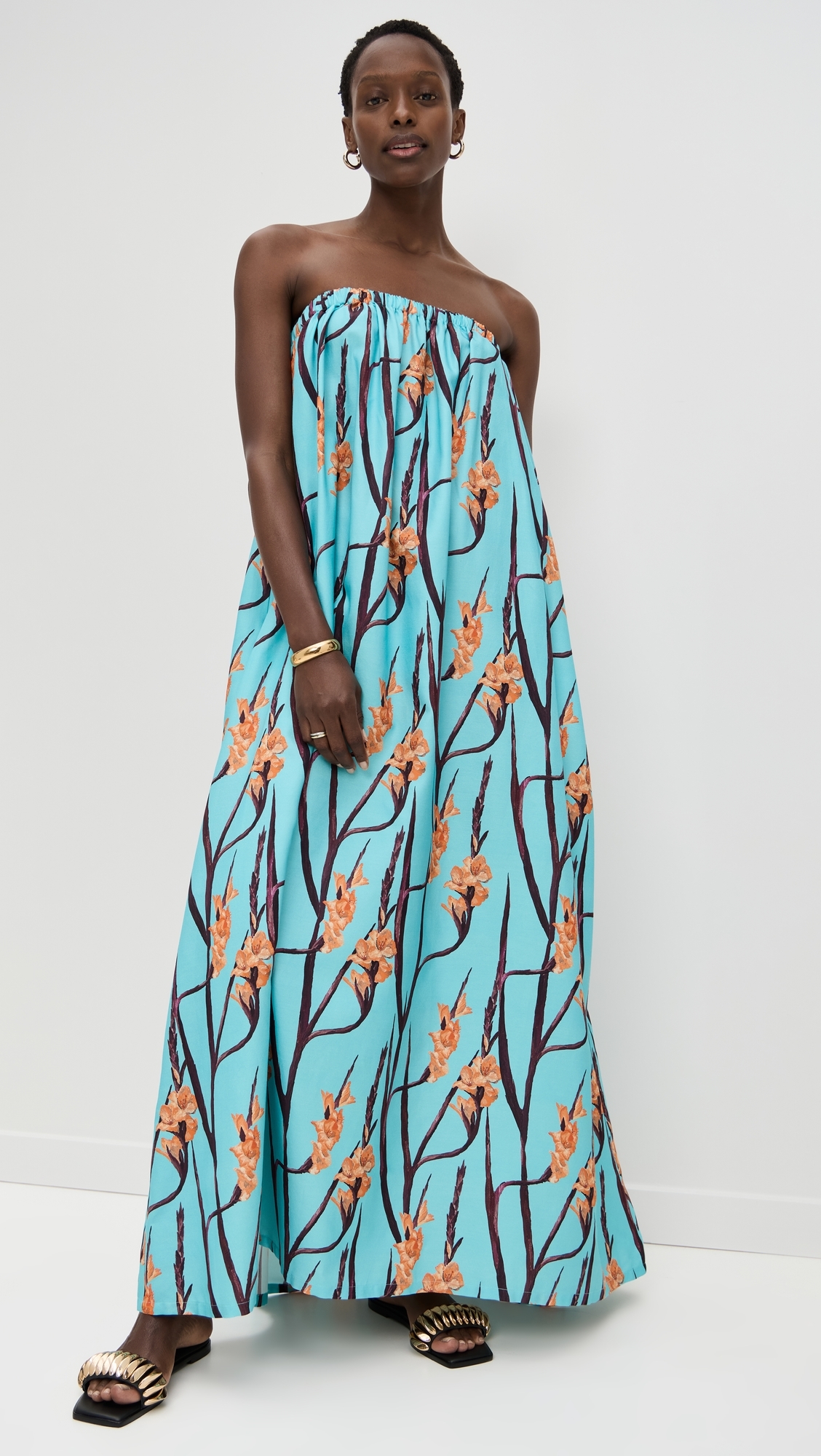 Strapless Maxi Dress Gladiolus Flower