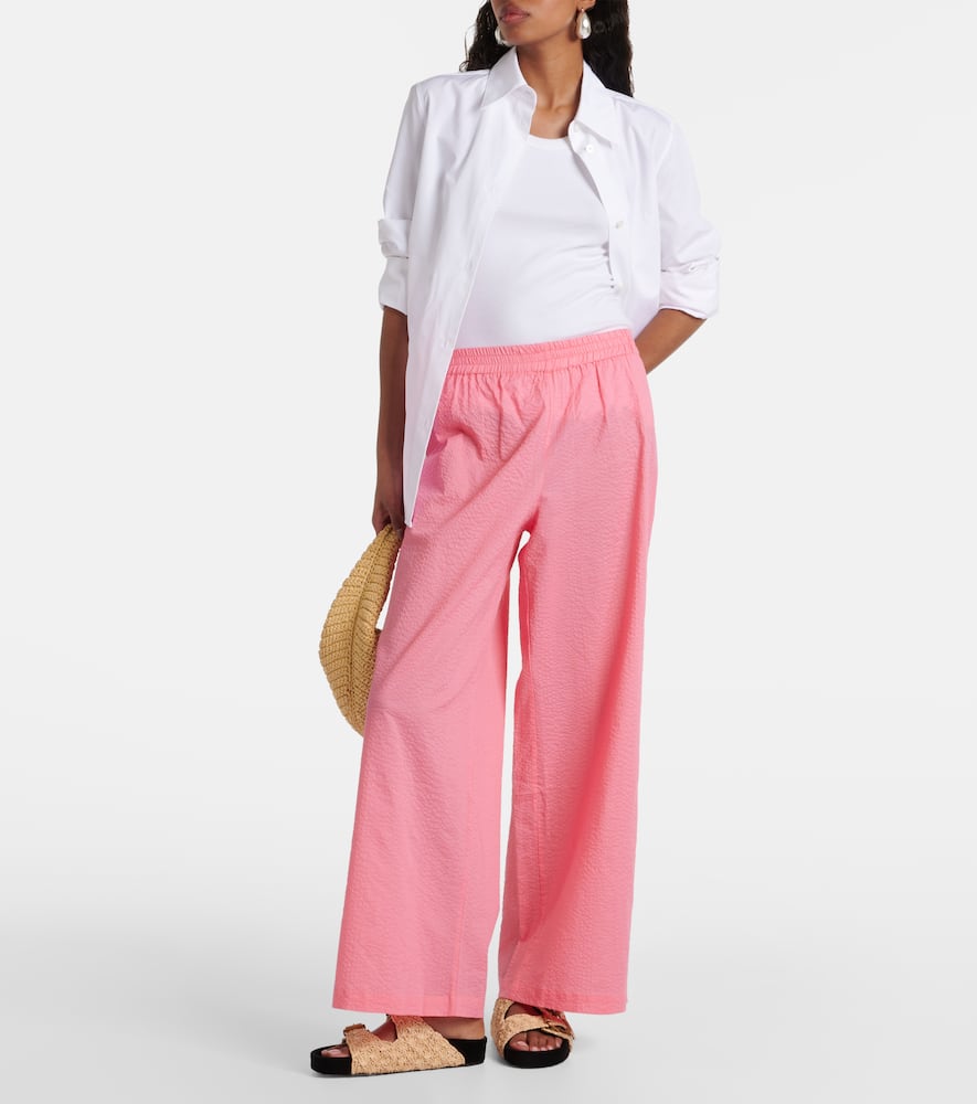Mika high-rise cotton wide-leg pants