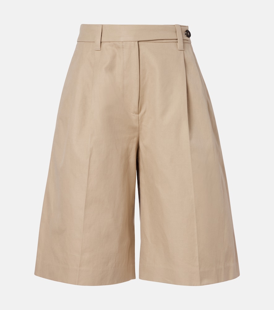 Cotton and linen shorts