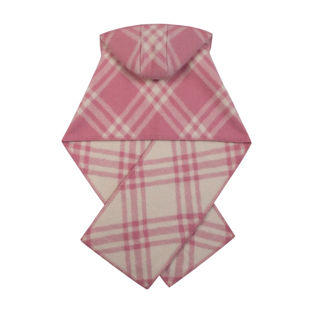 Mu Tbar Check Hooded Scarf — Pink