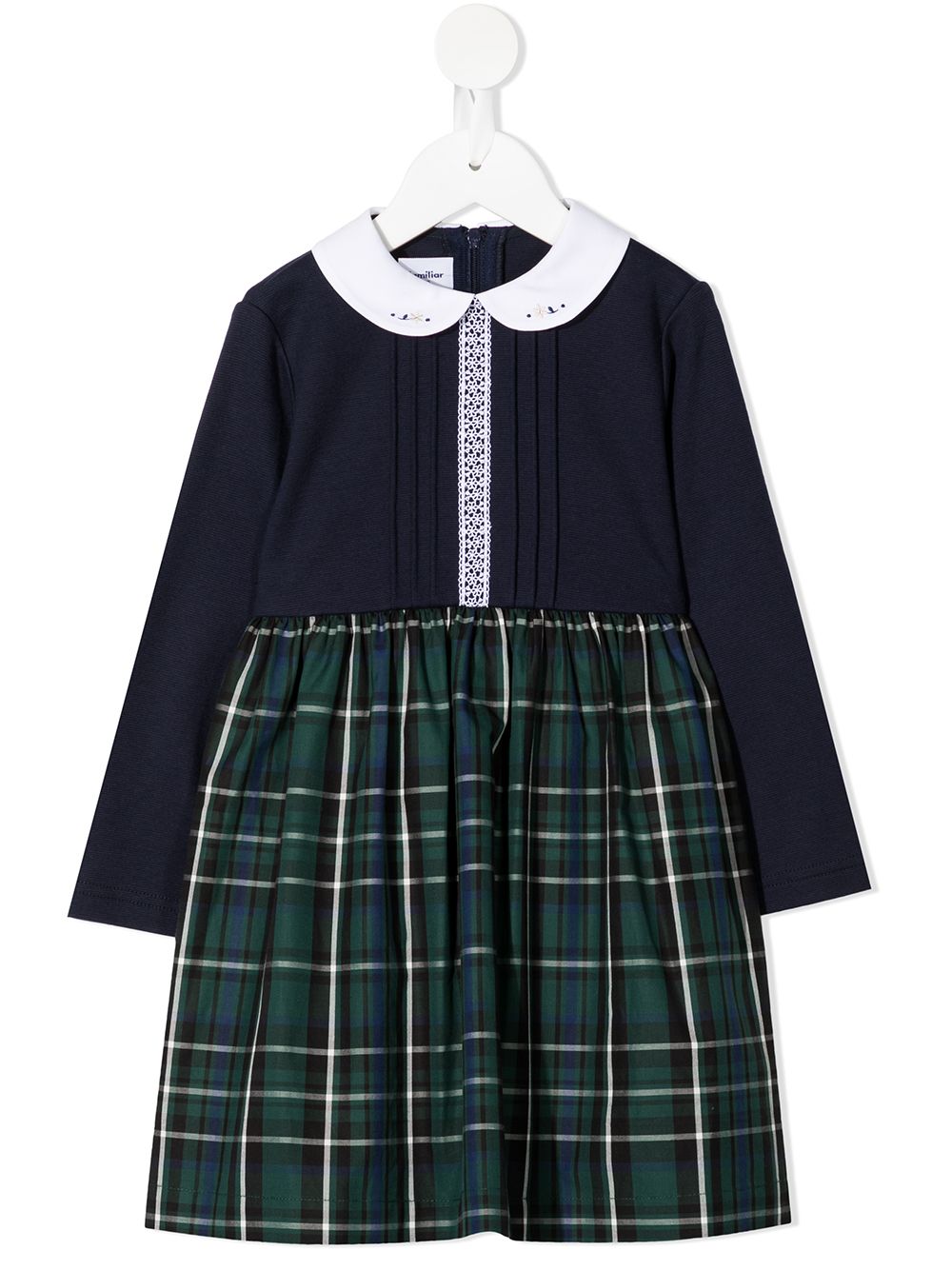 Tartan-skirt midi dress - Blue