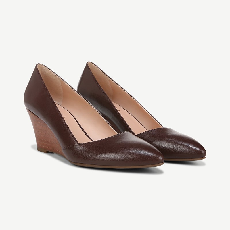 Frankie Wedge Pump Cafe Brown Leather