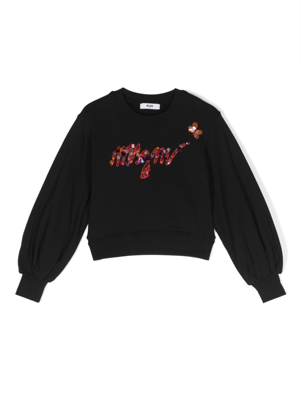 Logo-embroidered cotton jumper - Black