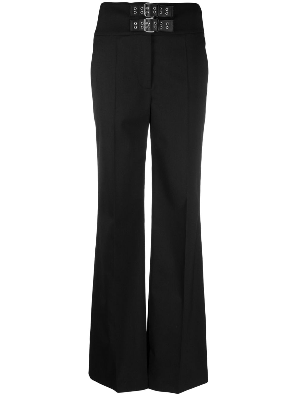 Double-buckle flared trousers - Black