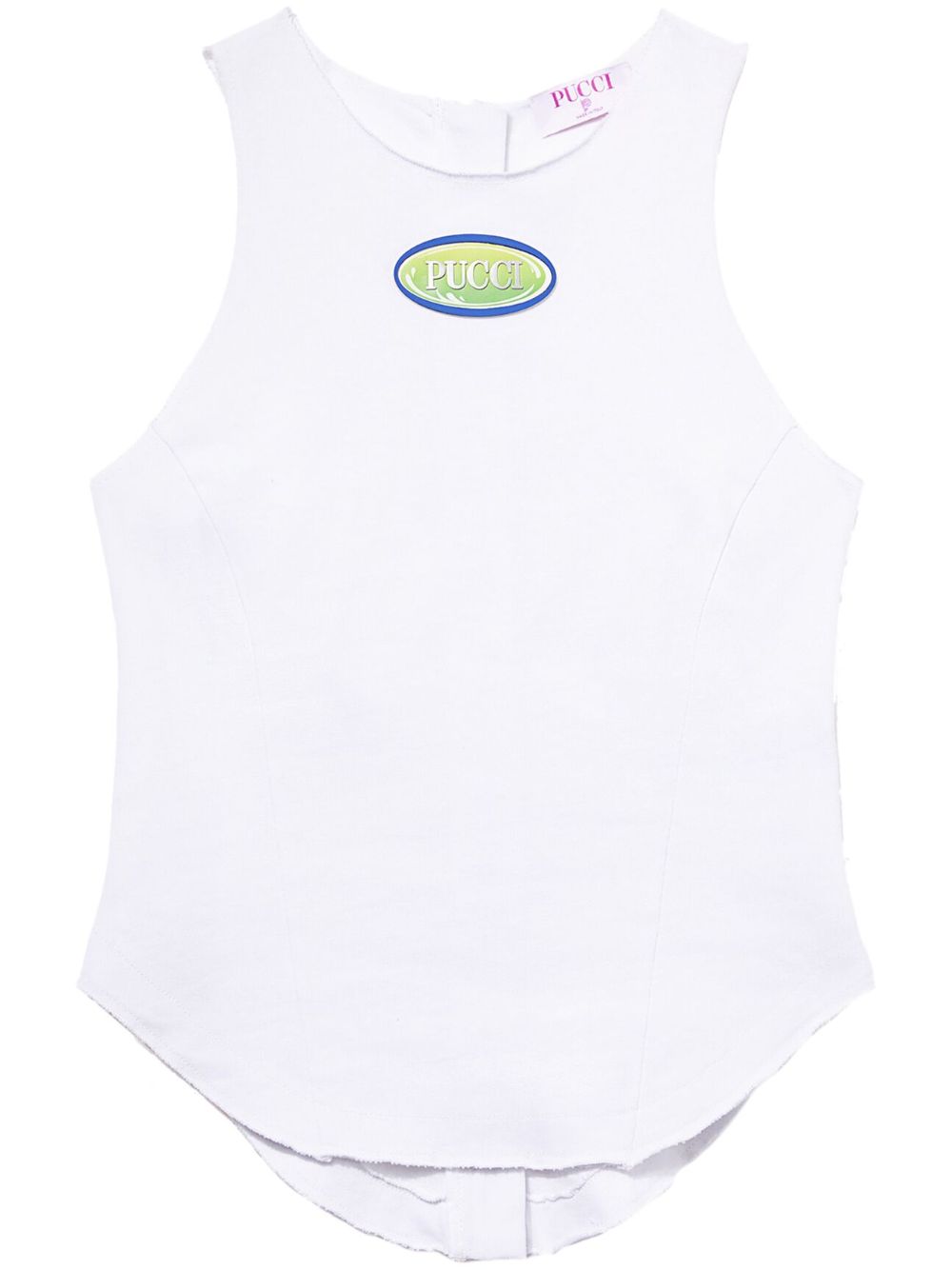 Logo-patch cotton top - White