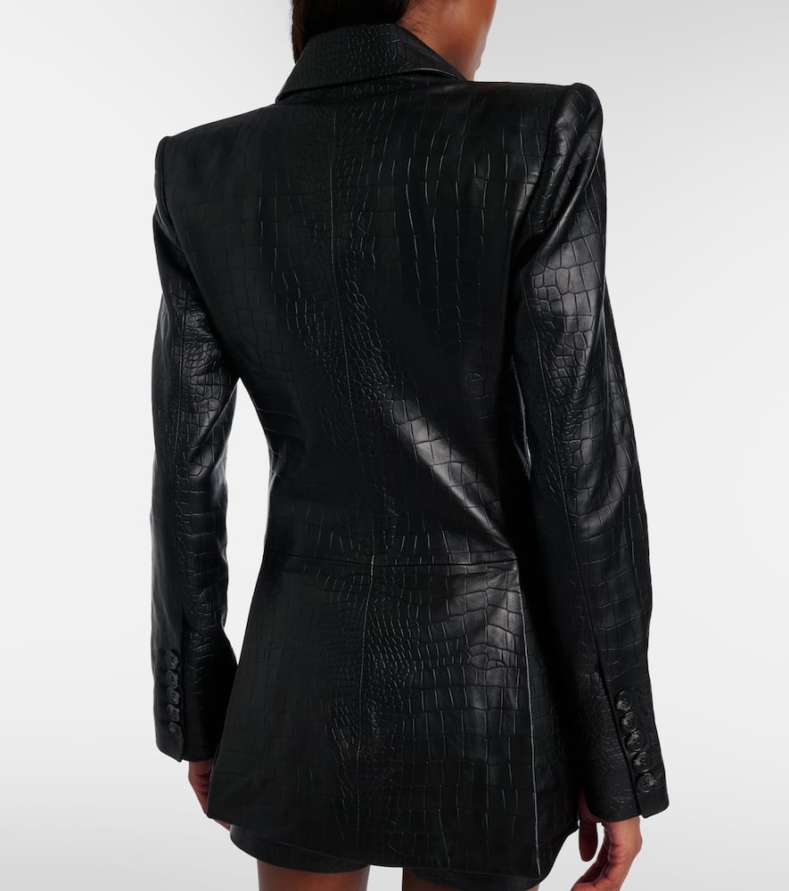 Croc-effect leather blazer