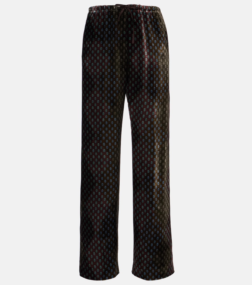 Printed wide-leg satin pants