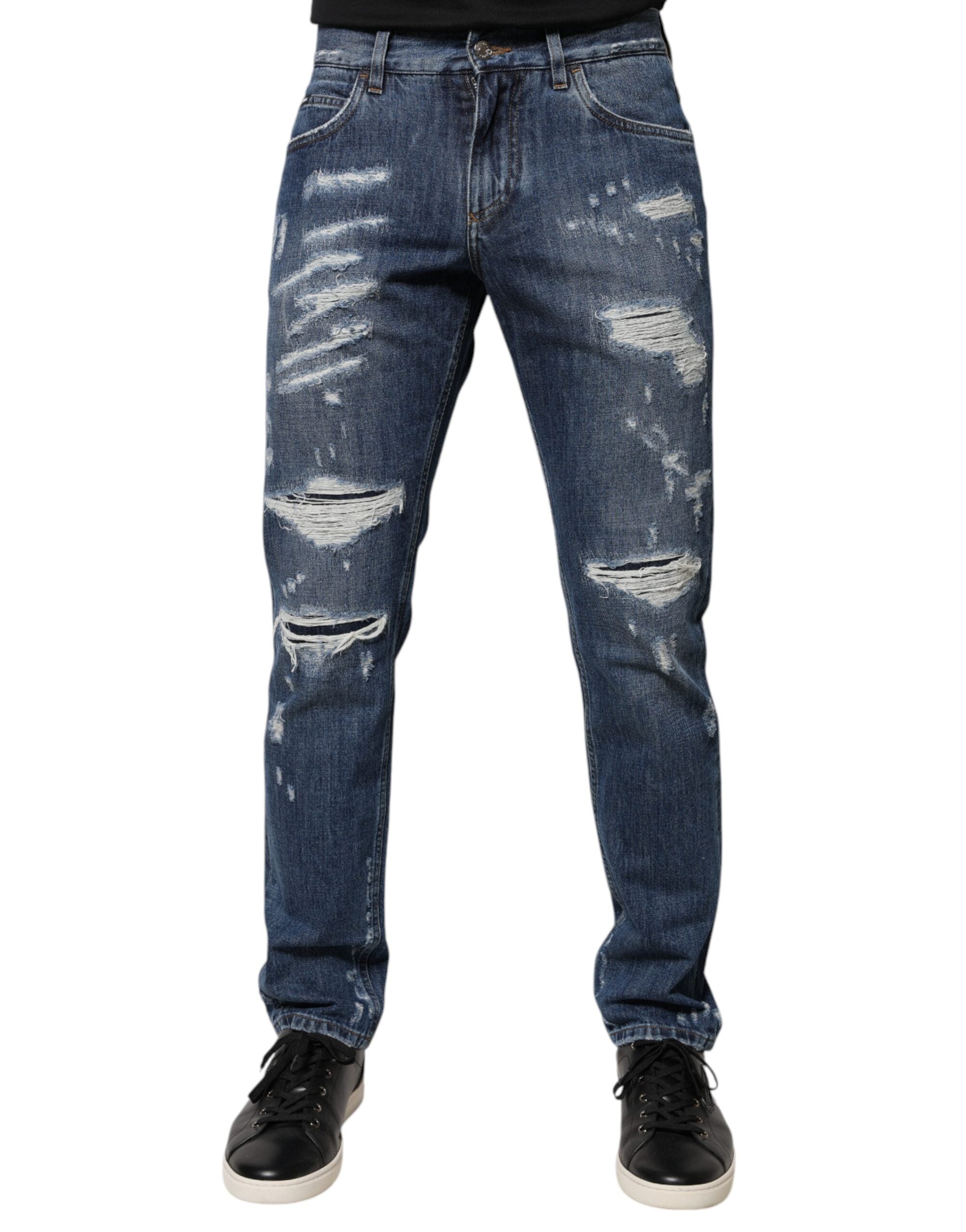 Distressed Skinny Denim Jeans — Blue