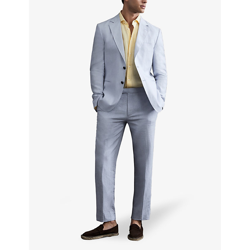 Mens Lemon Ruban Cutaway-collar Regular-fit Linen Shirt M