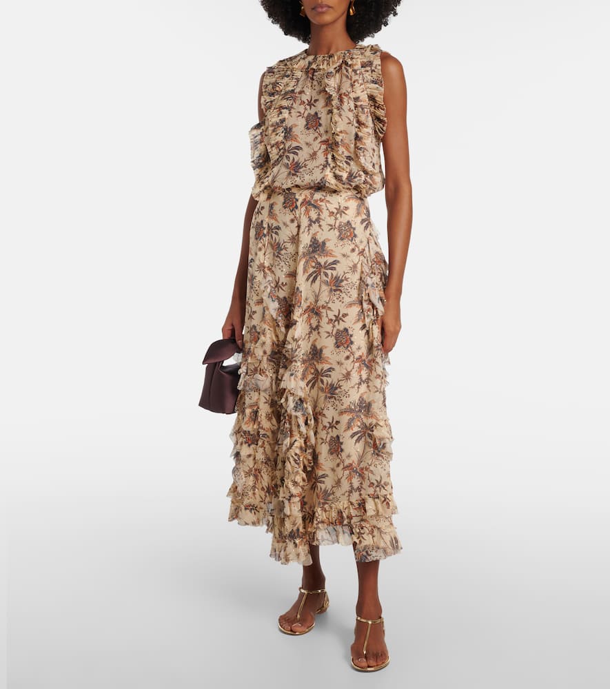 Sabra printed silk-blend chiffon top