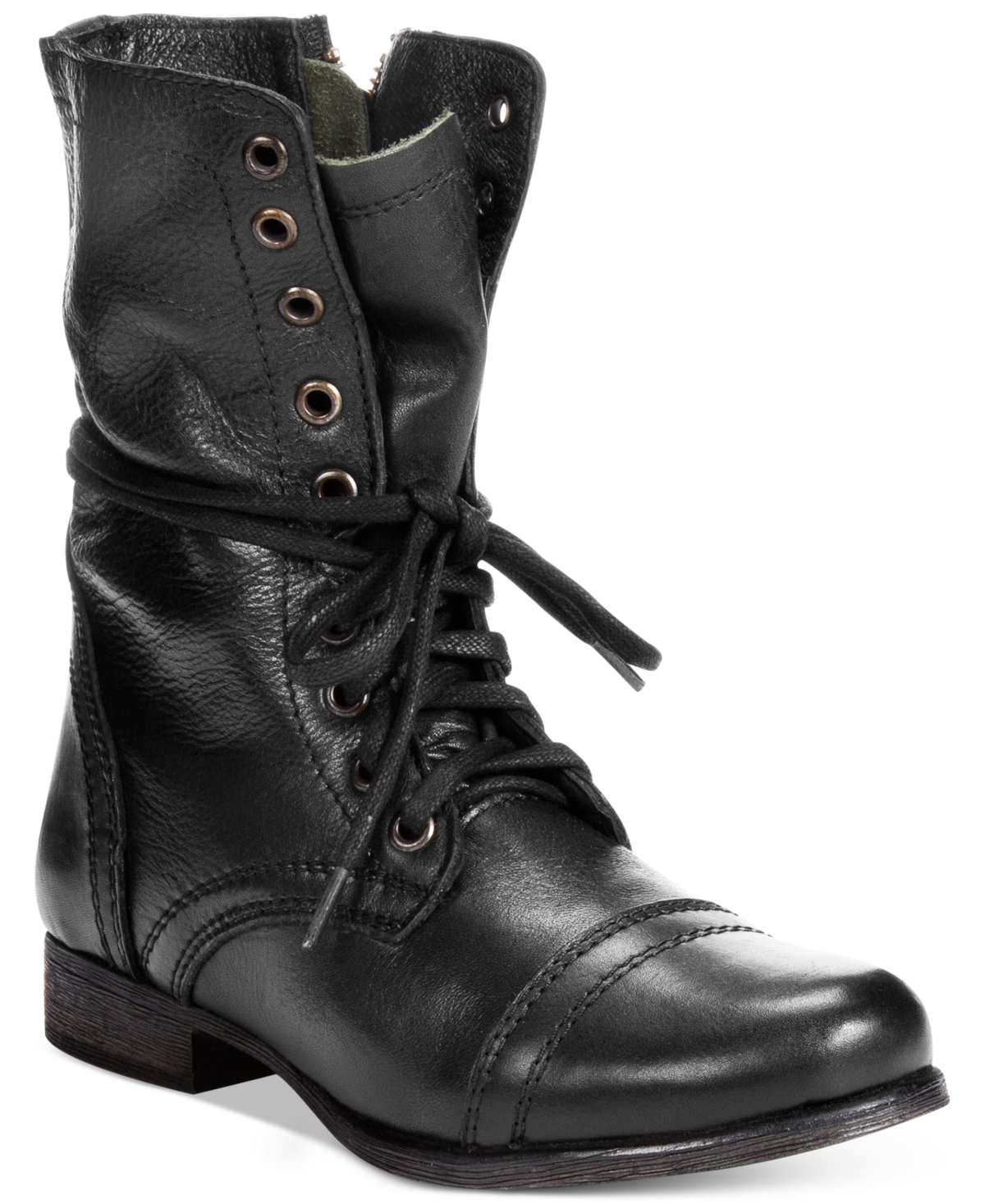 Women's Troopa Lace-up Combat Boots - Black Leather