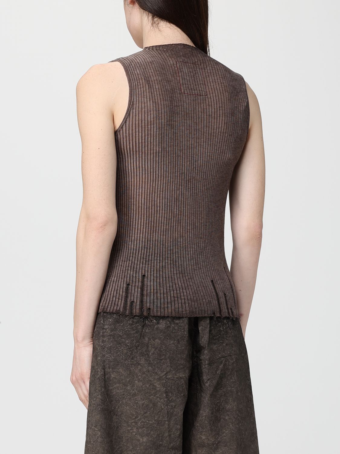 Raw-cut fine-knit top - Neutrals