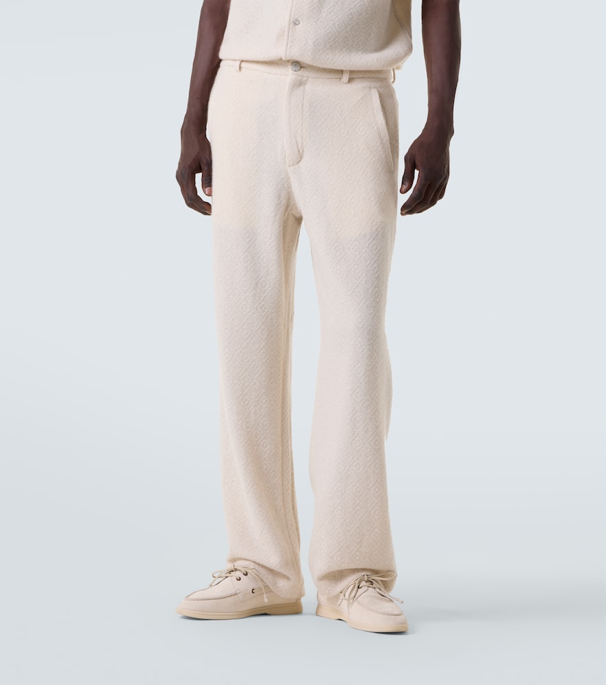 Diamond cashmere straight-leg pants