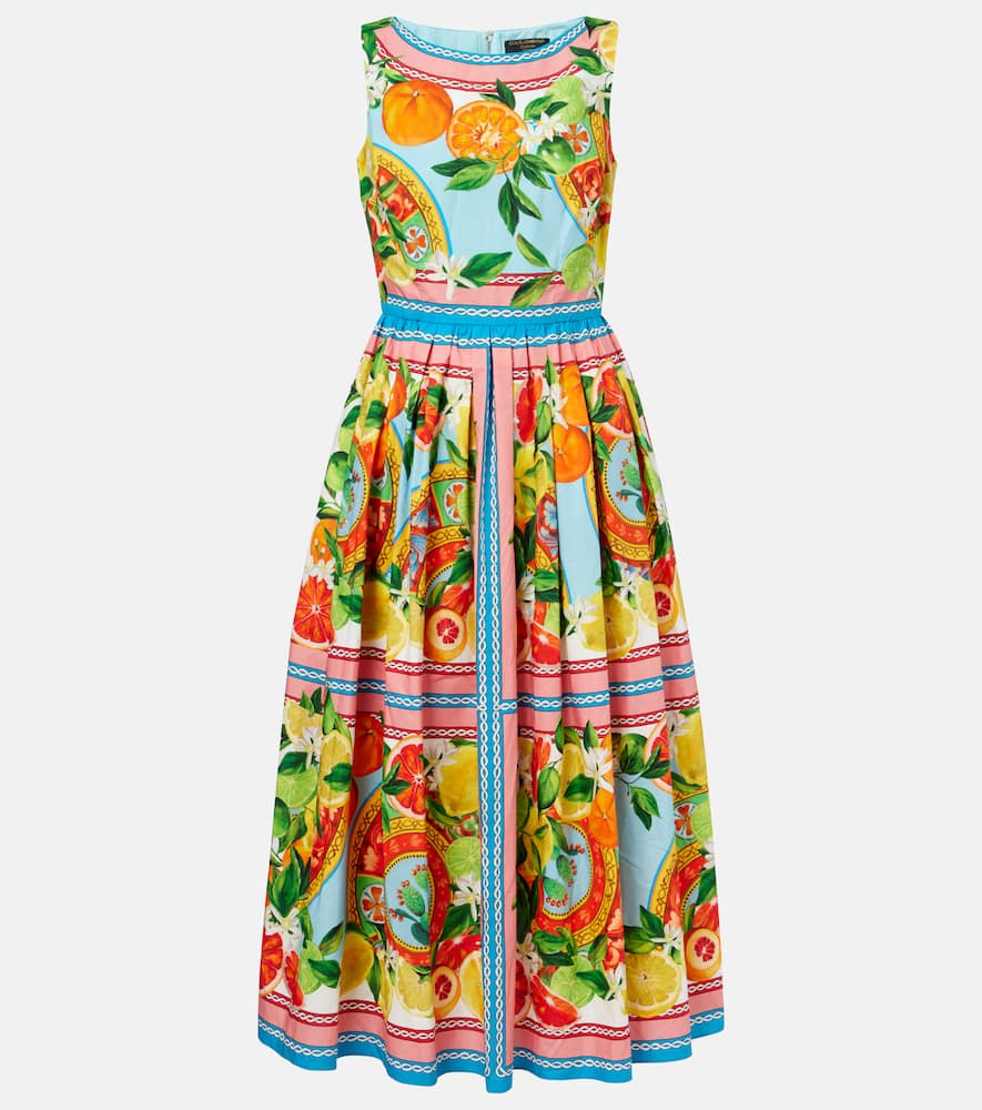 Printed cotton midi dress
