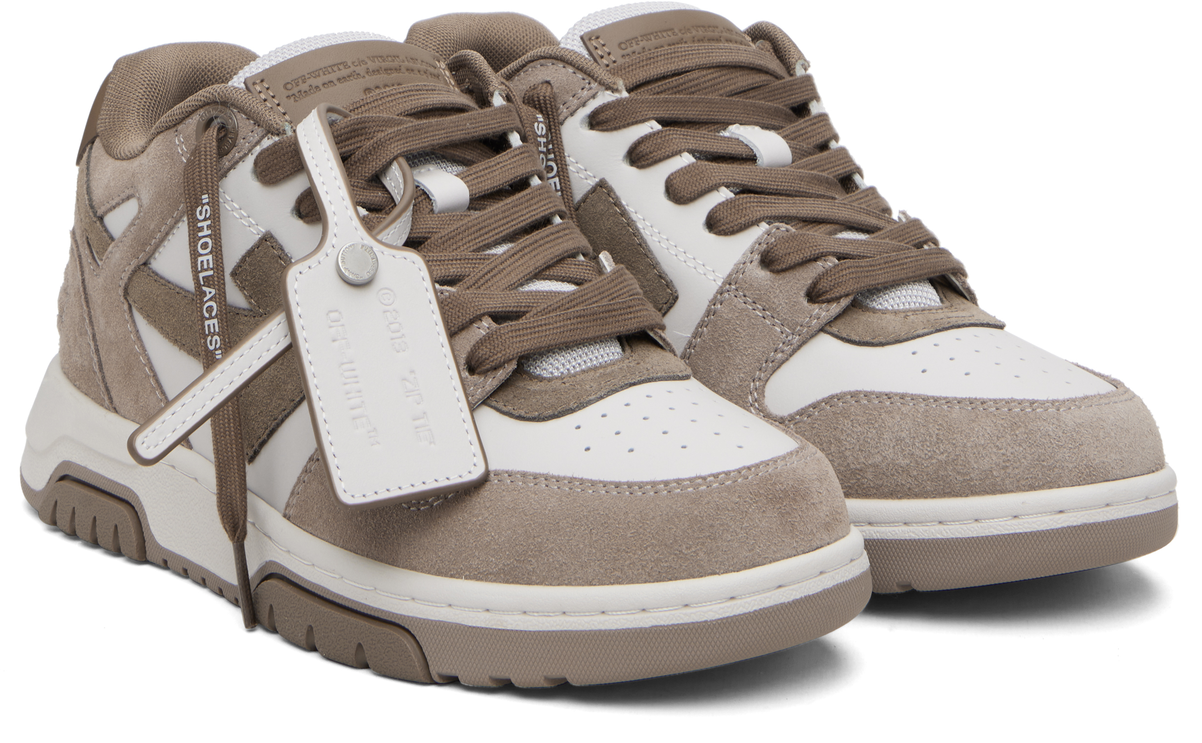 Brown & White 'Out Of Office' Sneakers
