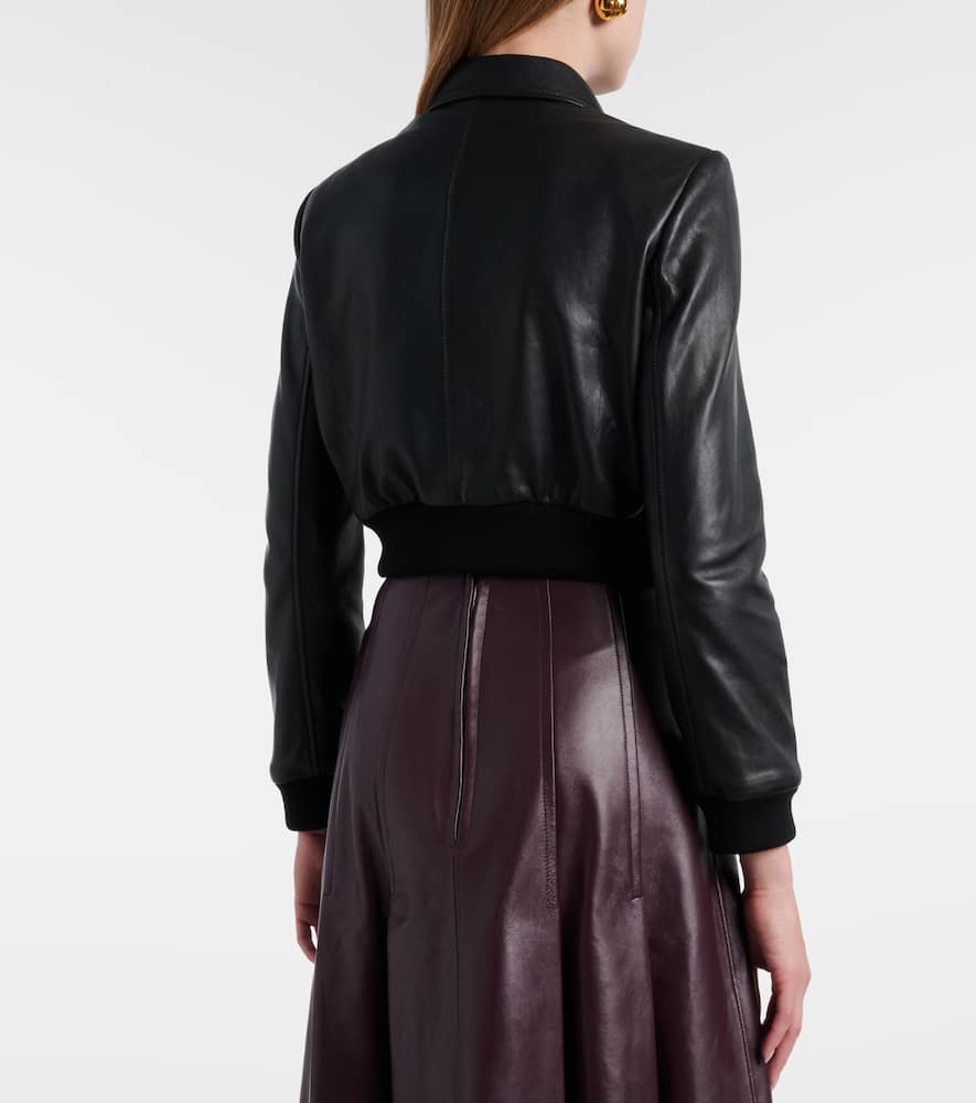 Sleek Statement cropped leather blouson jacket