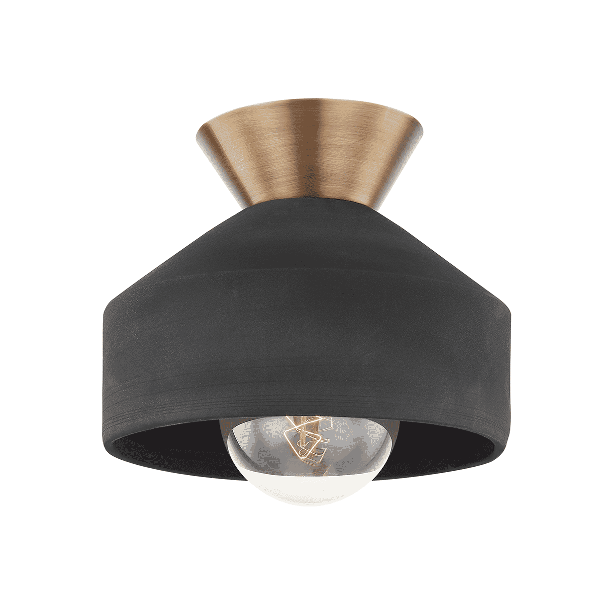 Patina Brass One Light Flush Mount from the Covina Collection