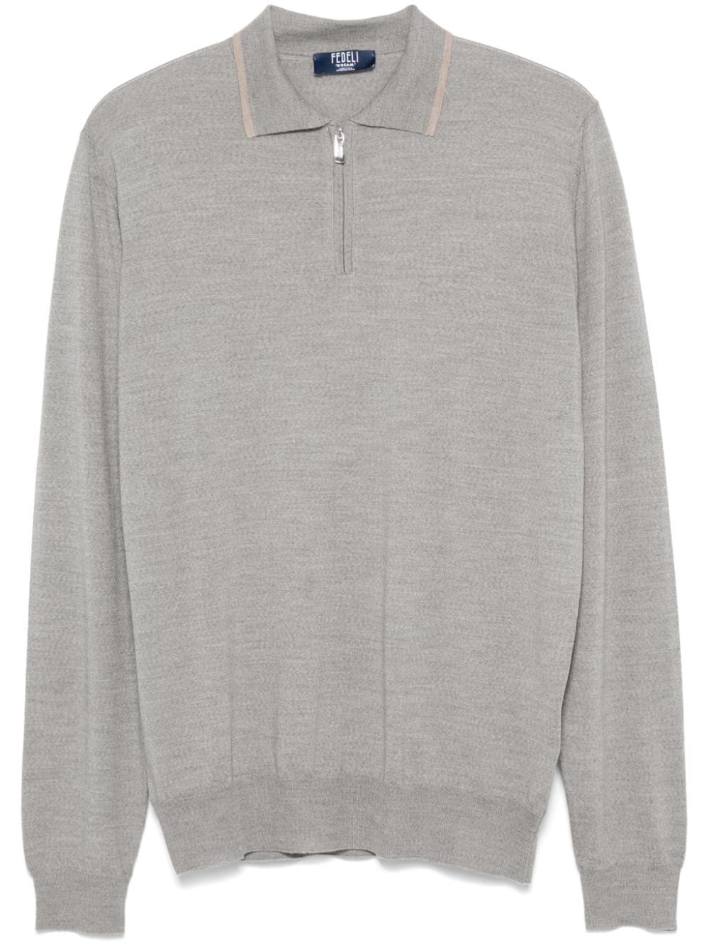 Fine-Knit Virgin Wool Polo Shirt — grey
