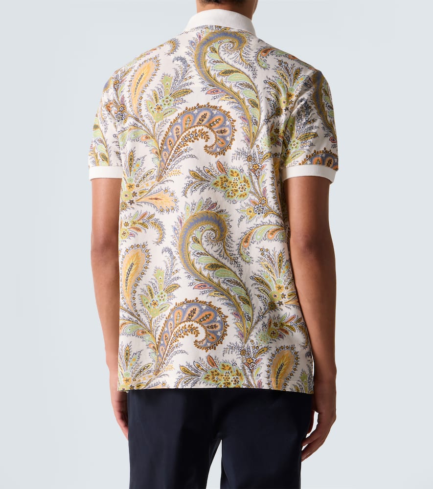 Paisley cotton piqué polo shirt