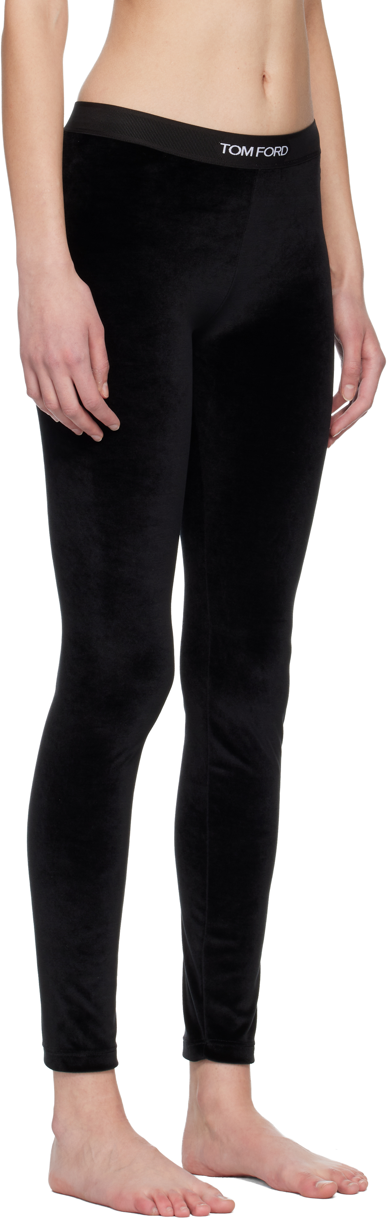Black Stretch Lustrous Velour Signature Leggings