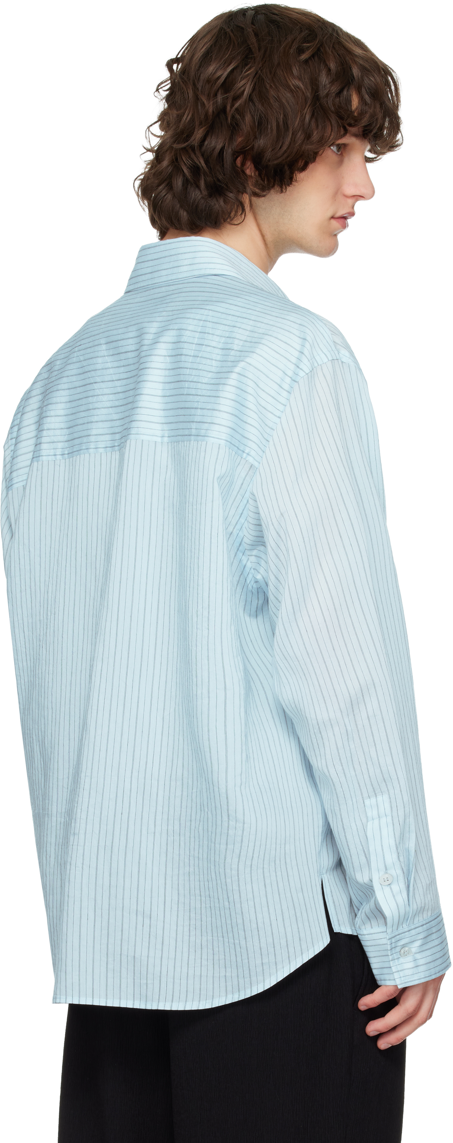 Blue Lyocell Nylon Stripe Shirt