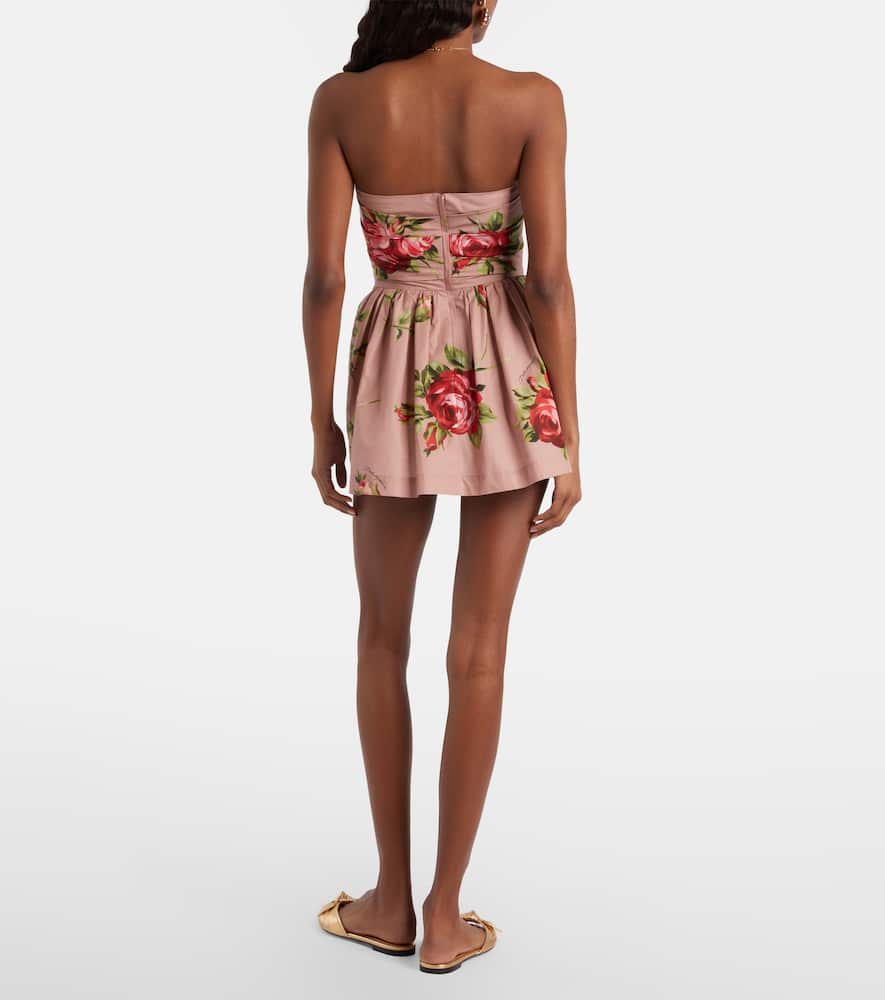 Floral strapless cotton minidress