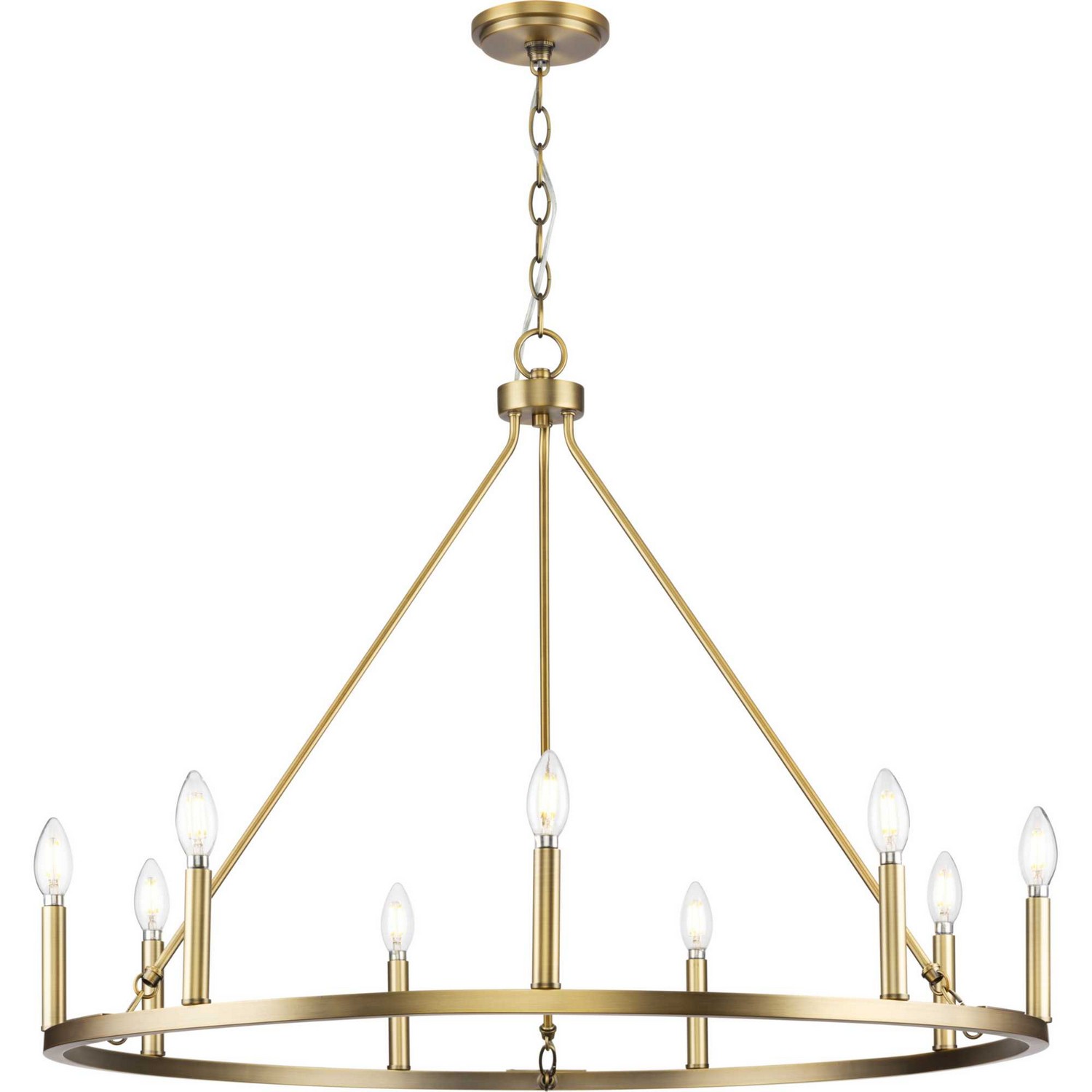 Vintage Brass Nine Light Chandelier from the Gilliam Collection