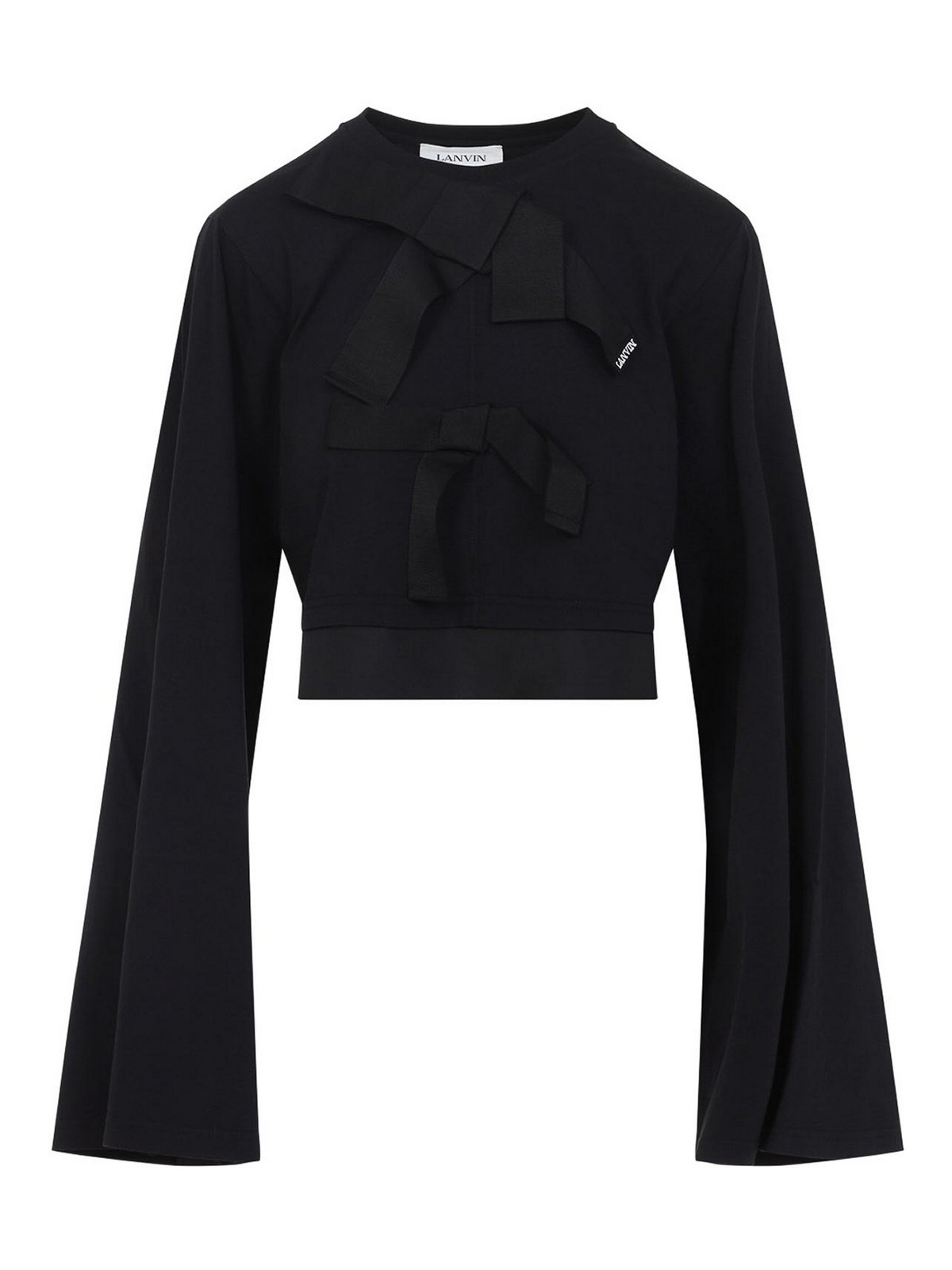 Lanvin - grosgrain bow cotton cropped top