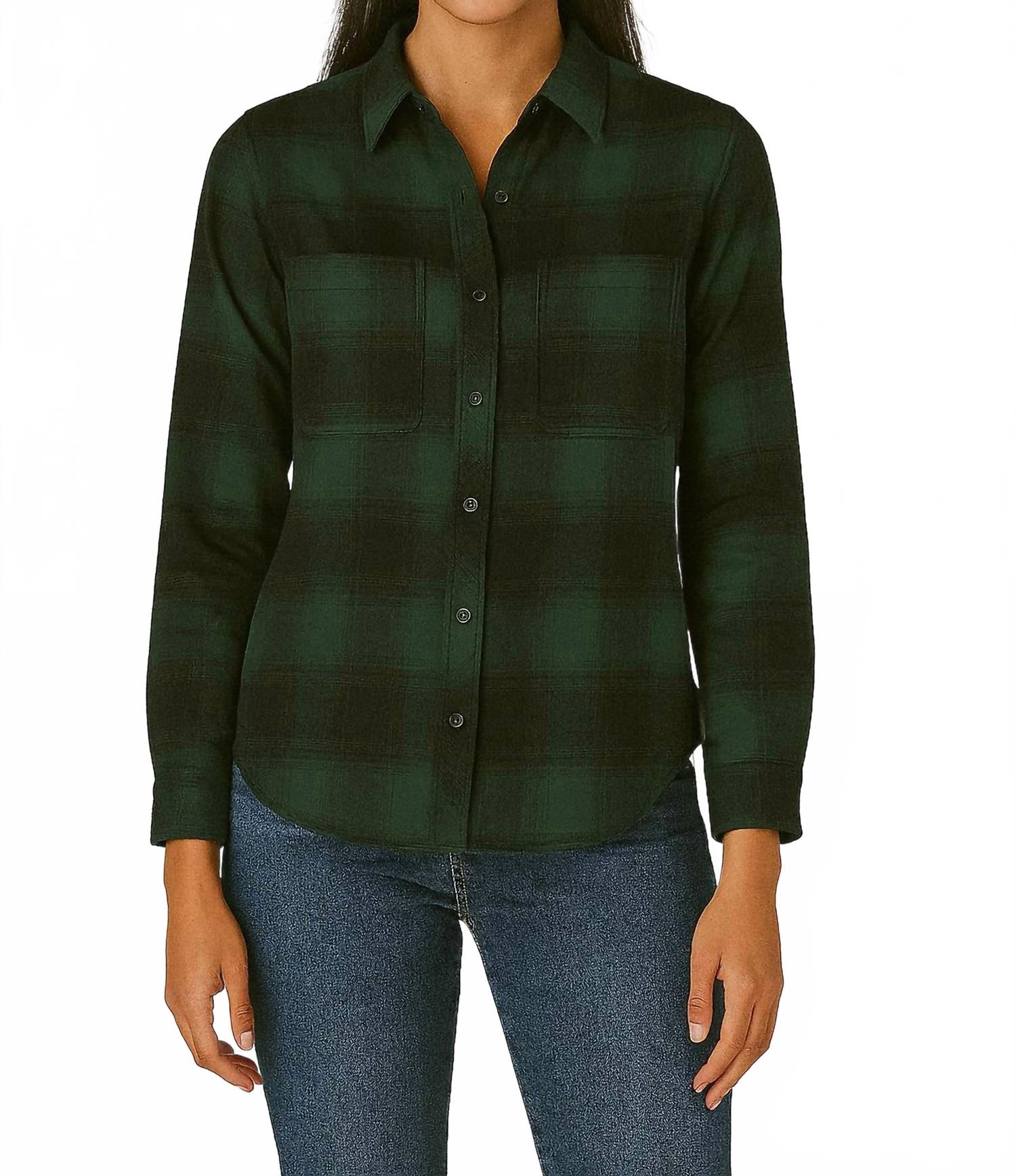 Elly Long Sleeve Top In Deep Evergreen