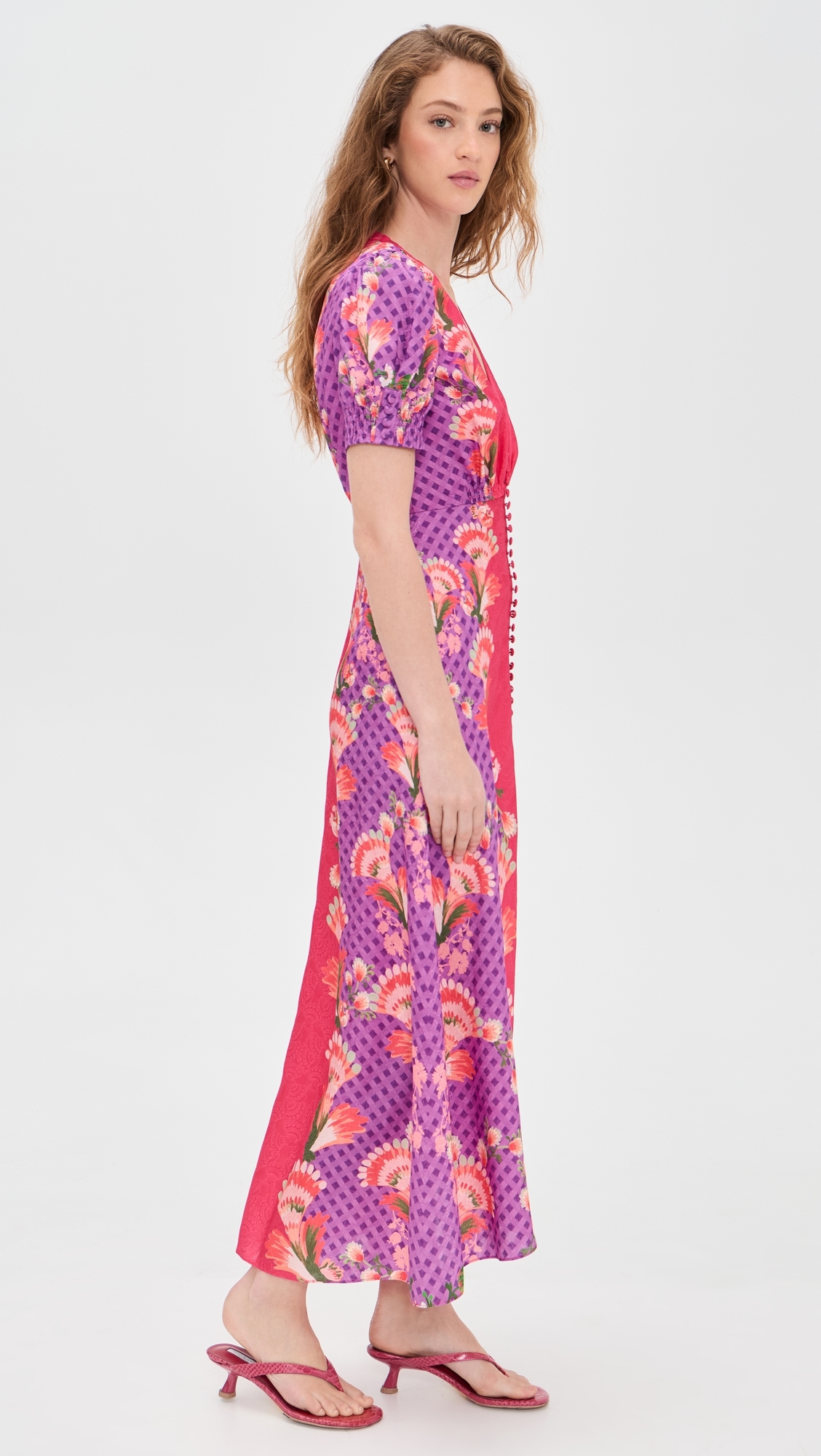Lea Silk Dress Feather Raspberry Plmt