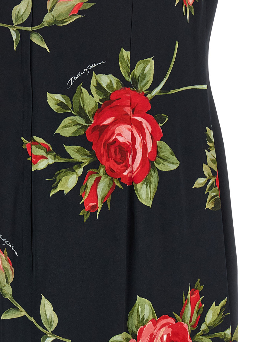 Roses Bouquet Print Midi Dress
